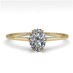 1.0 CTW VS/SI Oval Cut Diamond Solitaire Engagement Ring Size 7 18K Yellow Gold - REF-287X4T - 35893