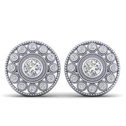 1.11 CTW Certified VS/SI Diamond Art Deco Stud Earrings 14K White Gold - REF-134A5X - 30465