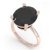 Image 2 : 9.0 CTW Oval Black Diamond Engagement Designer Ring 14K Rose Gold - REF-202T5M - 38481