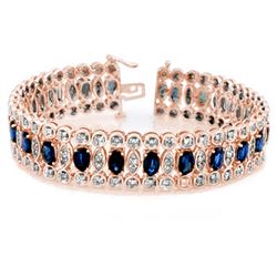 18.50 CTW Blue Sapphire & Diamond Bracelet 14K Rose Gold - REF-440N9Y - 11718