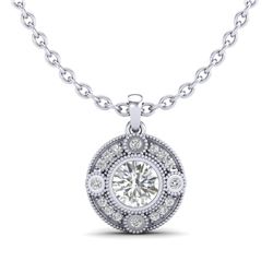 1.01 CTW VS/SI Diamond Solitaire Art Deco Stud Necklace 18K White Gold - REF-221W8F - 36983