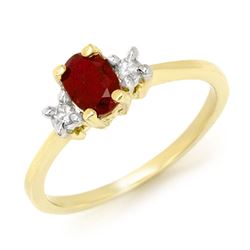 1.36 CTW Ruby & Diamond Ring 10K Yellow Gold - REF-31F8N - 13563