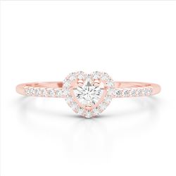 0.33 CTW Micro Pave VS/SI Diamond Halo Heart Ring 14K Rose Gold - REF-30T5M - 22597