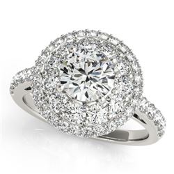 1.5 CTW Certified VS/SI Diamond Solitaire Halo Ring 18K White Gold - REF-180K2W - 26491