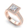 Image 1 : 2 CTW Princess VS/SI Diamond Solitaire Micro Pave Ring 18K Rose Gold - REF-472A8X - 37182