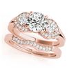 Image 1 : 1.3 CTW Certified VS/SI Diamond 3 Stone 2Pc Set Solitaire Wedding 14K Rose Gold - REF-209T3M - 32013