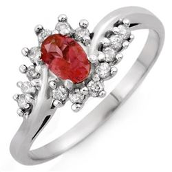 0.50 CTW Pink Tourmaline & Diamond Ring 10K White Gold - REF-23A5X - 10399