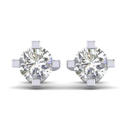 1 CTW Certified VS/SI Diamond Solitaire Stud Earrings 14K White Gold - REF-145X3T - 30399