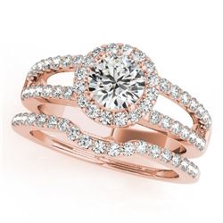 1.51 CTW Certified VS/SI Diamond 2Pc Wedding Set Solitaire Halo 14K Rose Gold - REF-188K5W - 30877