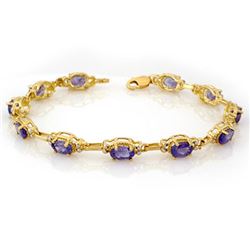 8.0 CTW Tanzanite Bracelet 10K Yellow Gold - REF-81F8N - 10103