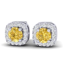 0.75 CTW Citrine & Micro Pave VS/SI Diamond Earrings Halo 18K White Gold - REF-35Y8K - 21171