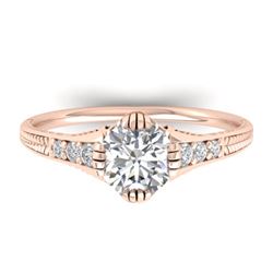 1.25 CTW Certified VS/SI Diamond Solitaire Art Deco Ring 14K Rose Gold - REF-347N3Y - 30523