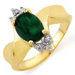 1.29 CTW Emerald & Diamond Ring 10K Yellow Gold - REF-18F4N - 10498