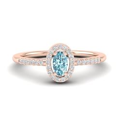 0.50 CTW Topaz & Micro Pave VS/SI Diamond Ring Halo 14K Rose Gold - REF-31Y3K - 21380