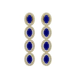 6.47 CTW Sapphire & Diamond Halo Earrings 10K Yellow Gold - REF-109Y5K - 40510