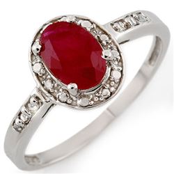 1.35 CTW Ruby & Diamond Ring 10K White Gold - REF-15W8F - 10118