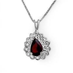 1.0 CTW Garnet Pendant 18K White Gold - REF-15X6T - 13669