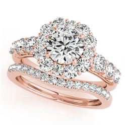 2.51 CTW Certified VS/SI Diamond 2Pc Wedding Set Solitaire Halo 14K Rose Gold - REF-450X8T - 30724