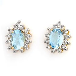 3.75 CTW Aquamarine & Diamond Earrings 14K Yellow Gold - REF-77Y8K - 10224