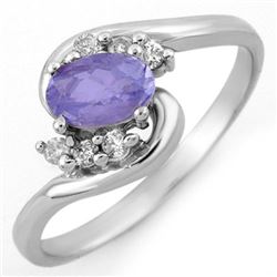 0.60 CTW Tanzanite & Diamond Ring 14K White Gold - REF-22T5M - 10174