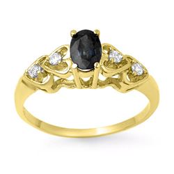 0.57 CTW Blue Sapphire & Diamond Ring 10K Yellow Gold - REF-14T8M - 13742