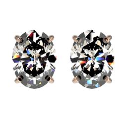 2.50 CTW Certified VS/SI Quality Oval Diamond Stud Earrings 10K Rose Gold - REF-840A2X - 33112