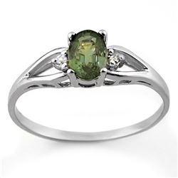 0.77 CTW Green Tourmaline & Diamond Ring 10K White Gold - REF-16Y4K - 11571