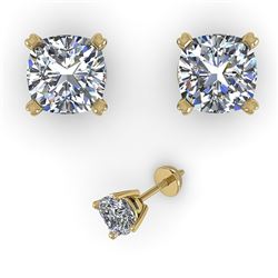 1.02 CTW Cushion Cut VS/SI Diamond Stud Designer Earrings 18K Yellow Gold - REF-180T2M - 32290