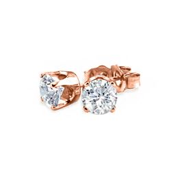 0.50 CTW Certified VS/SI Diamond Solitaire Stud Earrings 18K Rose Gold - REF-52N8Y - 12264