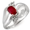 Image 1 : 0.79 CTW Ruby & Diamond Ring 18K White Gold - REF-48M2H - 11060