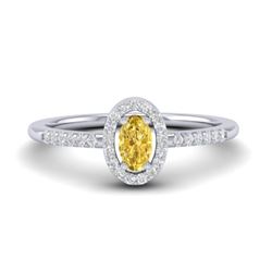 0.65 Citrine & Micro Pave VS/SI Diamond Ring Halo 18K White Gold - REF-31M3H - 21384