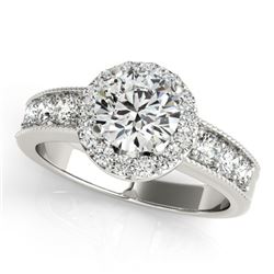 1.85 CTW Certified VS/SI Diamond Solitaire Halo Ring 18K White Gold - REF-423W3F - 27063