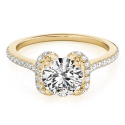 1.33 CTW Certified VS/SI Diamond Solitaire Halo Ring 18K Yellow Gold - REF-371M5H - 26184