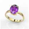 Image 2 : 2.50 CTW Amethyst Designer Inspired Solitaire Ring 18K Yellow Gold - REF-36K2W - 22050