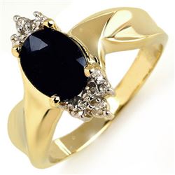 1.79 CTW Blue Sapphire & Diamond Ring 10K Yellow Gold - REF-19F6N - 10050