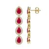 Image 2 : 10.2 CTW Ruby & Diamond Halo Earrings 10K Yellow Gold - REF-155K5W - 41143