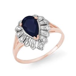 1.12 CTW Blue Sapphire & Diamond Ring 18K Rose Gold - REF-25F8N - 13552