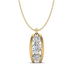 1.07 CTW VS/SI Diamond Art Deco Stud Necklace 18K Yellow Gold - REF-158T2M - 37015