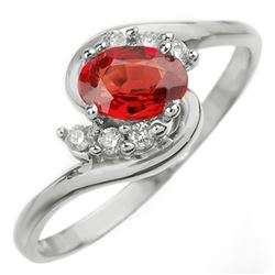 0.70 CTW Red Sapphire & Diamond Ring 18K White Gold - REF-31H8A - 10255