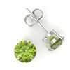 Image 2 : 4 CTW Peridot Designer Inspired Solitaire Stud Earrings 18K White Gold - REF-32K2W - 21833