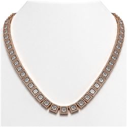 41.80 CTW Princess Diamond Designer Necklace 18K Rose Gold - REF-7719K3W - 42723