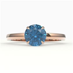 2 CTW London Blue Topaz Inspired Solitaire Engagement Ring 14K Rose Gold - REF-25M3H - 22228