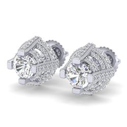 2.75 CTW VS/SI Diamond Micro Pave Stud Earrings 18K White Gold - REF-320M2H - 36950