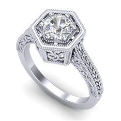 0.77 CTW VS/SI Diamond Art Deco Ring 18K White Gold - REF-218Y2K - 36896