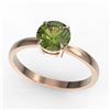 Image 2 : 2 CTW Green Tourmaline Designer Inspired Solitaire Engagement Ring 14K Rose Gold - REF-33H6A - 22225