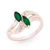 Image 1 : 0.45 CTW Emerald & Diamond Ring 10K Rose Gold - REF-17A8X - 12777