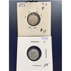 2 Canada Five Cents - Silver