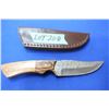 Image 1 : 4" Damascus Blade Knife w/2 Tone Wood Handle