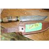 Image 1 : 9" Damascus Blade Knife w/Brass & Wood Handle