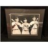 Image 1 : TRIPLE SIGNED 28" X 24" FRAMED YANKEES PHOTO (MICKEY MANTLE, JOE DiMAGGIO & TED WILLIAMS)